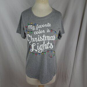 Holiday Time My Favorite Color is Christmas Lights Women T-Shirt Size M